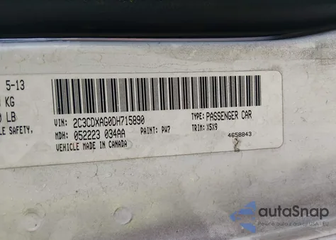 2013 Dodge Charger Police from USA, damaged, VIN 2C3CDXAG0DH715890